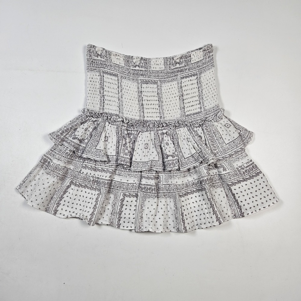 Isabelle's Cabinet Top Small White Paisley Ruffle Smocked Boho‎ Peplum Fairy y2k